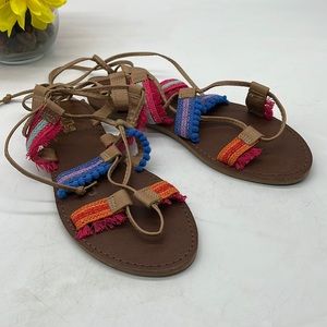Brash Strappy Multicolored Lace Up Sandals Size 9. MCS3177G